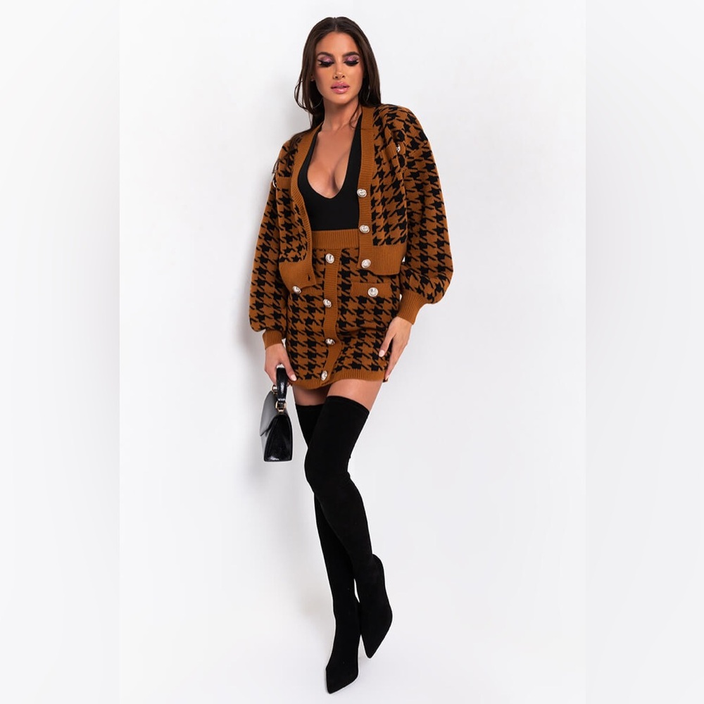 HIGH MAINTENANCE HOUNDSTOOTH CARDIGAN BLACK MULTI Size S